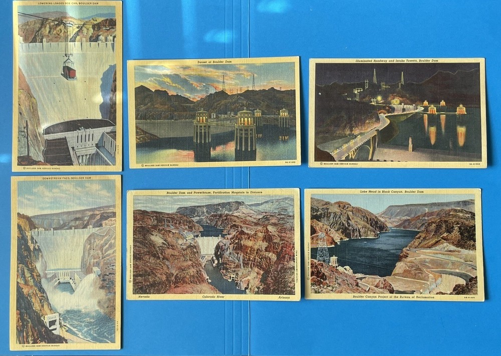 Boulder Dam Vintage Linen Postcard Lot Nevada Boulder City
