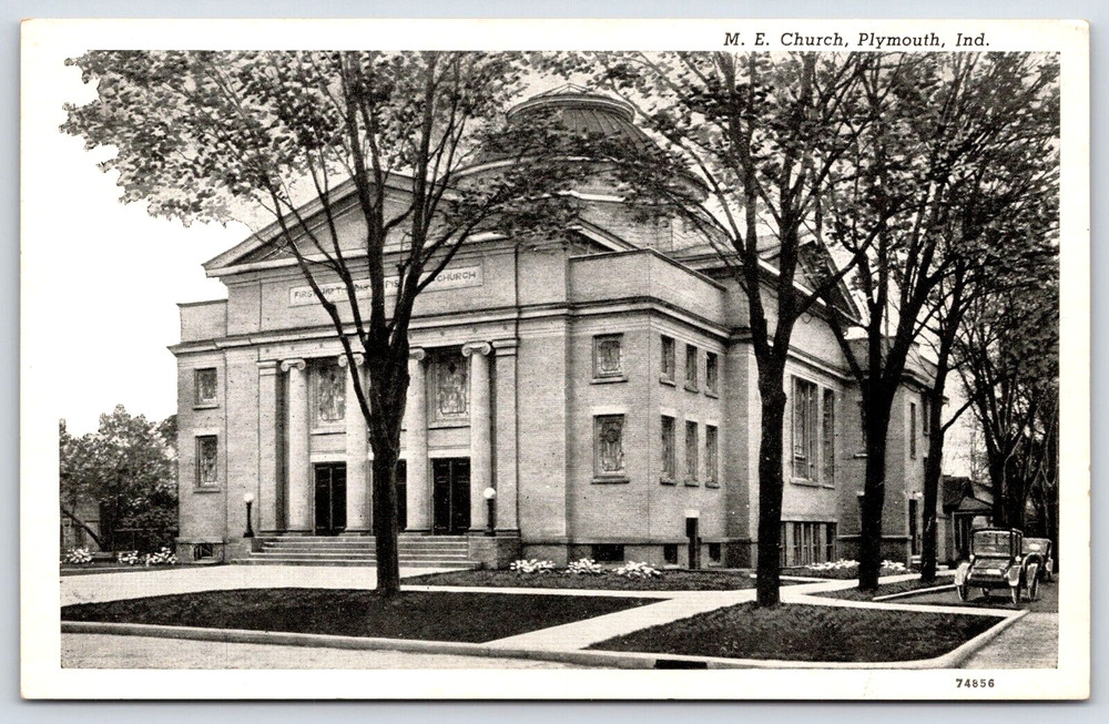 Vintage Postcard Picture First Methodist Episcopal Church Plymouth Indiana USA