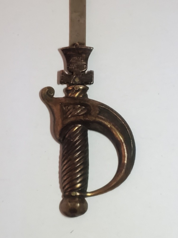 Antique Civil War Sword Letter Opener Liberty Bell Brass Handle 7