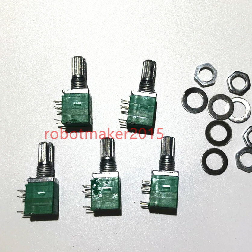 5Pcs Seal Potentiometers Double Stereo/Dual 8 Pins RV097 with switch 10K 50K