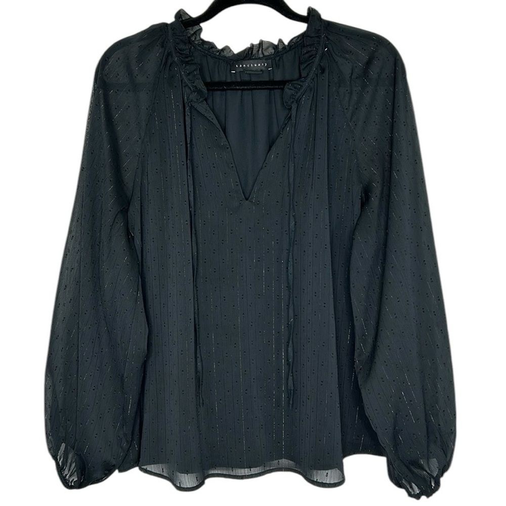 Sanctuary Tinsel Weave Chiffon Peasant Blouse Size 1X