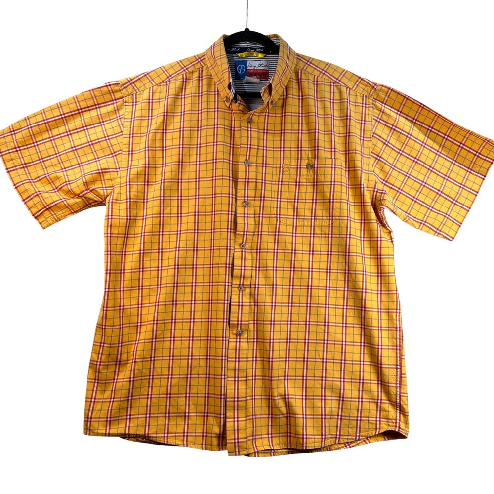 Wrangler George Strait Cowboy Cut Mens XL Yellow Plaid Short Sleeve Shirt