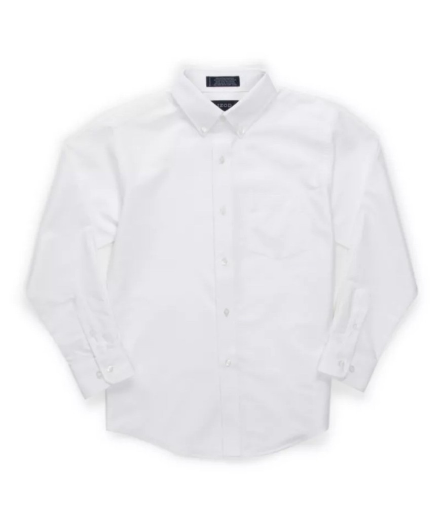 IZOD Boy's White Long Sleeve Button-Up Shirt Size 10