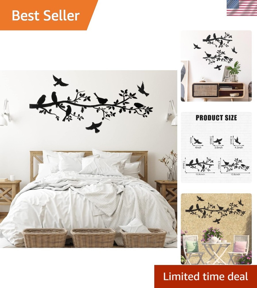 5 Pcs Metal Wall Art Birds on Branch Hanging Decor for Indoor Outdoor Spaces