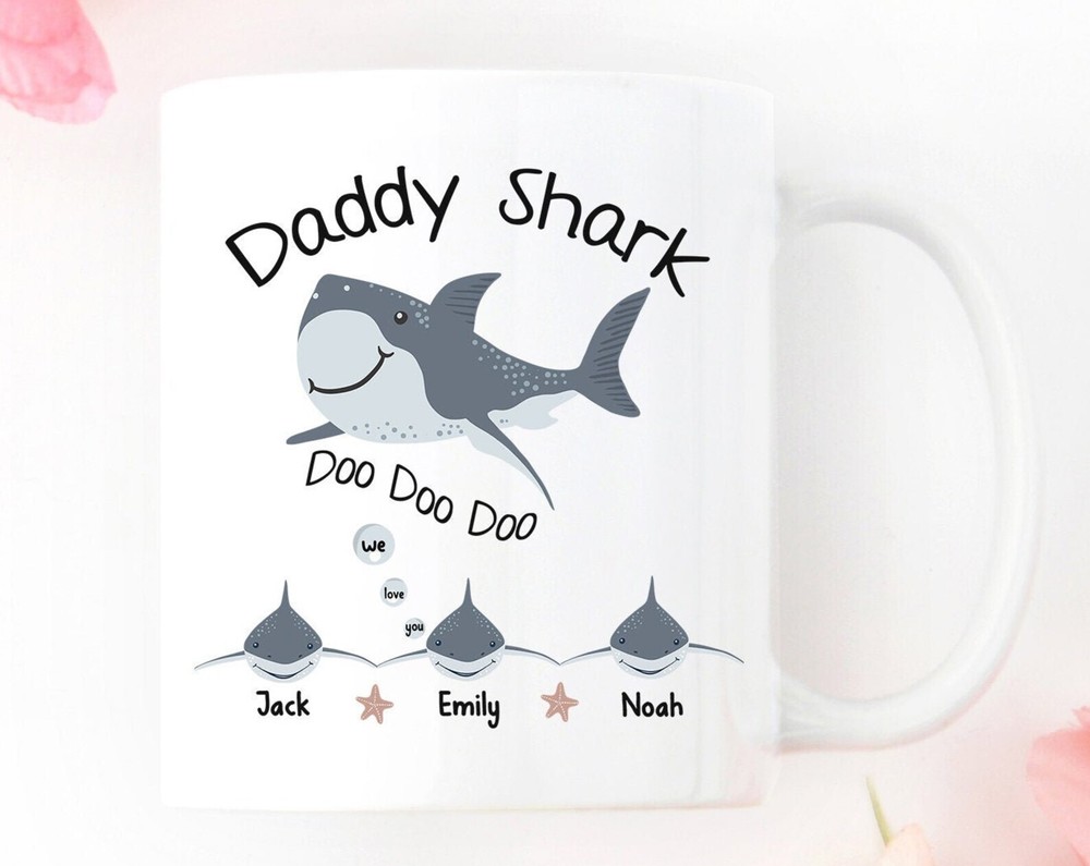 Daddy Shark Gift Personalized Father Shark Doo Doo Doo Dad Funny Mug