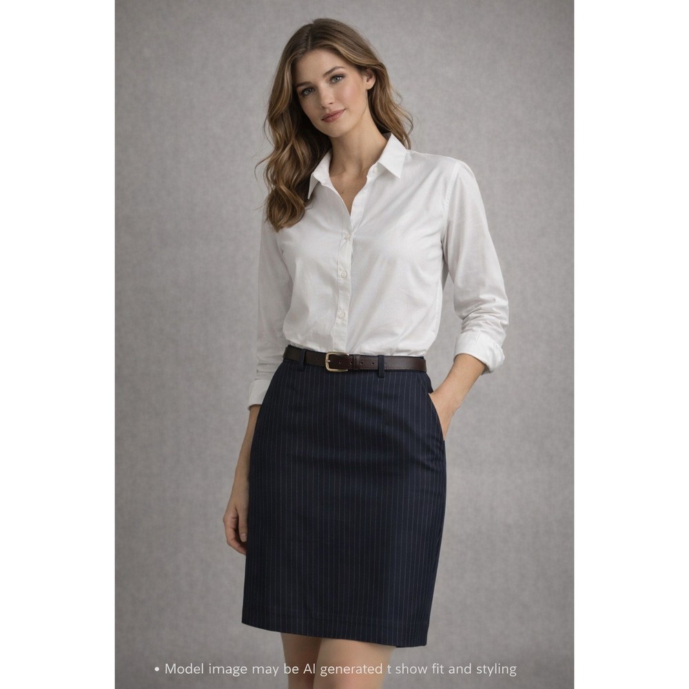 Talbots Navy Pinstripe Pencil Skirt Size 14 Lined