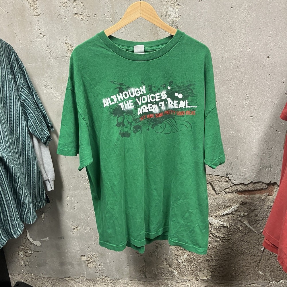 Green Grunge Comedy Tee Skulls Skater Jesse Pinkman Punk Emo Y2K Men’s Size 2XL