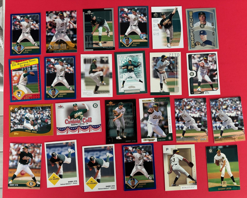 LOT 24 BARRY ZITO Baseball Cards many ROOKIE and 1st YEAR Oakland A's
