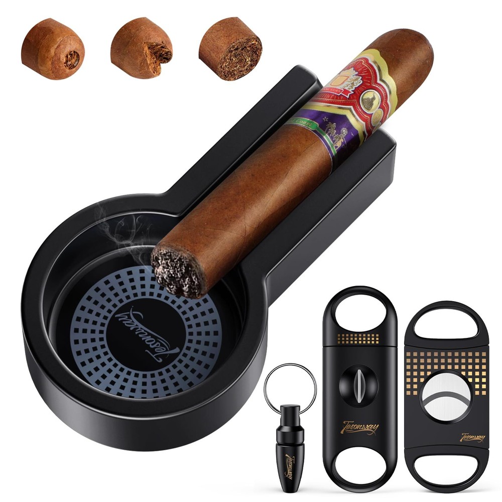 Cigar Ashtray with Cigar Cutter Set, Cigar Cutter Guillotine, Cigar Cutter V ...