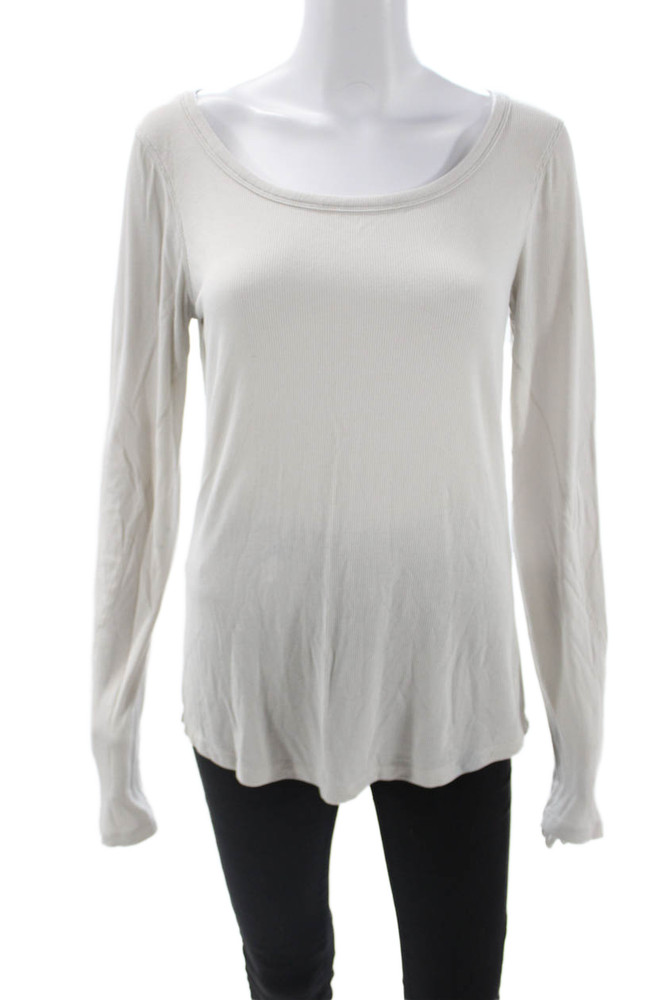 Lululemon Womens White Basic Long Sleeve Round Neck T-Shirt Size 10Free Shipping in US $100+ Orders | $6.95 Orders Below