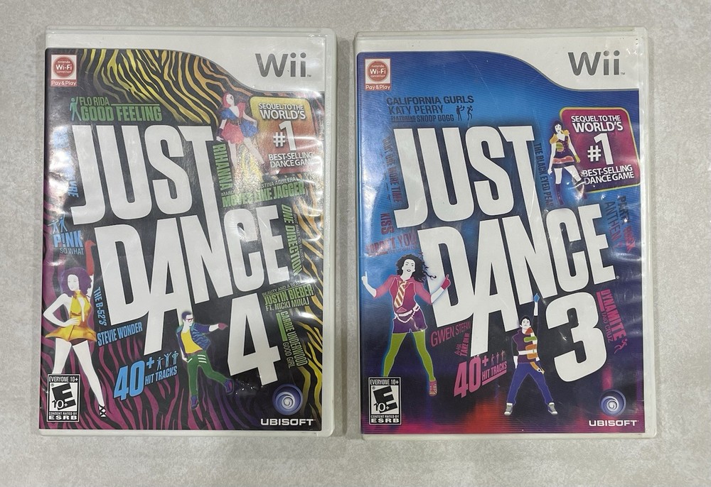Nintendo Wii Just Dance 3 & 4 Complete with Manuals Tested Working CIB Lot