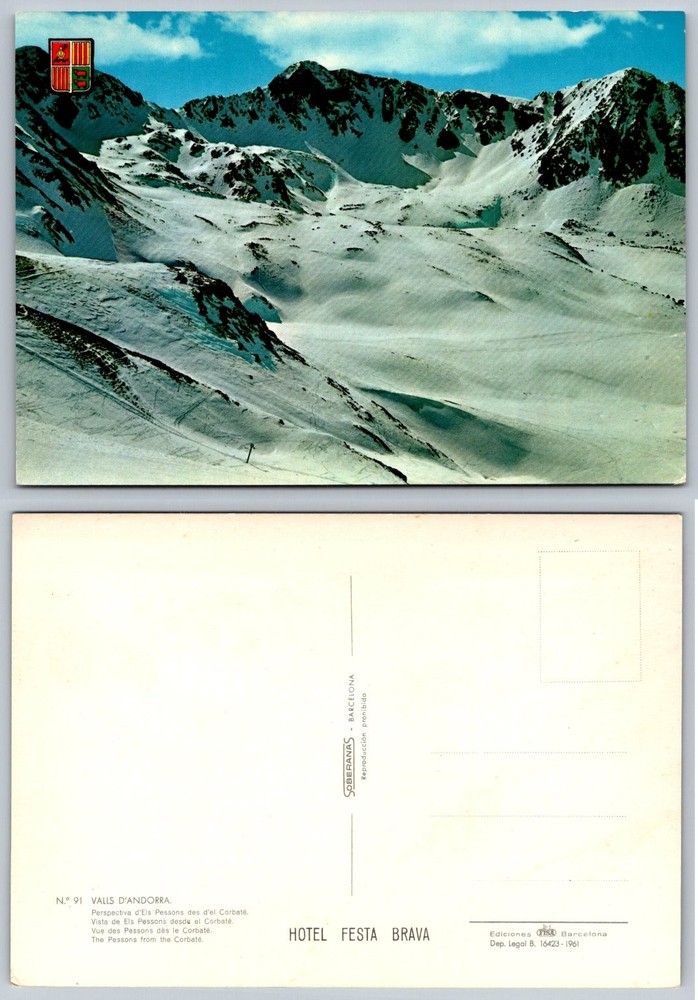 Vintage Andorra Postcard: Els Pessons Valley Ski Resort, Soberanas 1961