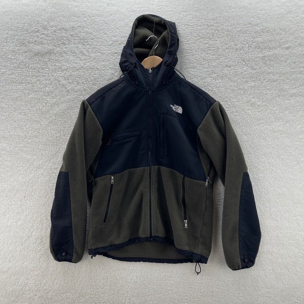 The North Face Jacket Mens M Olive Green Denali Hooded Fleece Full Zip Outdoor