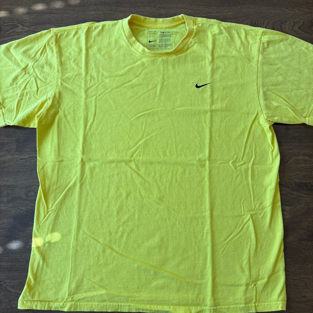 Vintage Nike Neon Green Yellow 100% Cotton Active T-Shirt Large