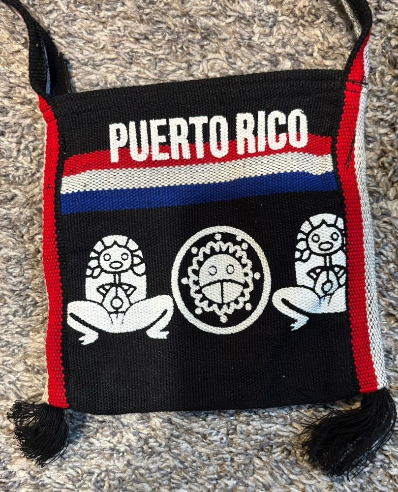 Puerto Rico Multi-Color Crossbody Boho Bag w/ Tassels Zip Top Unisex Lined
