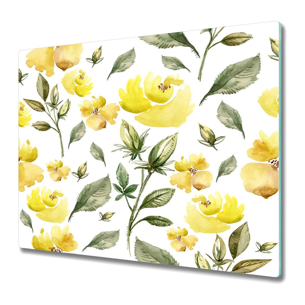 Glass Worktop Saver Kitchen Yellow Flowers | Delicate Flowers | 60x52