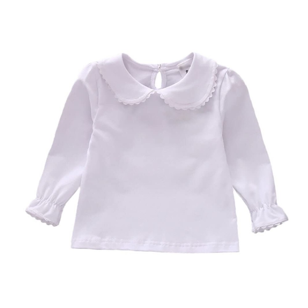 HDLEXD Baby Girls Long Sleeve Doll Collar T-Shirt Blouse White Toddler 5-6T