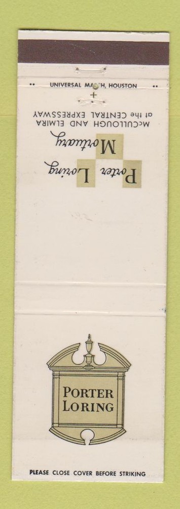 Matchbook Cover - Porter Loring Funeral Home San Antonio TX