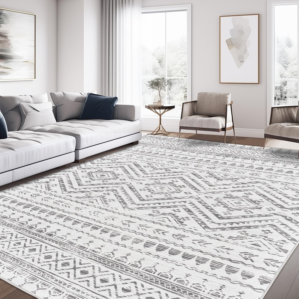 8x10 Area Rug for Living Room Moroccan Washable Rugs Non Slip Indoor Floor Ca...