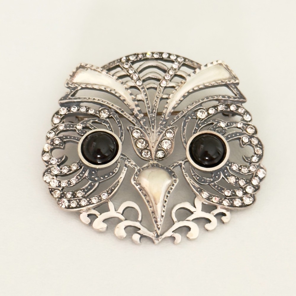 Vintage Metropolitan Museum Of Art MMA 925 Sterling Silver Owl Head Brooch Pin