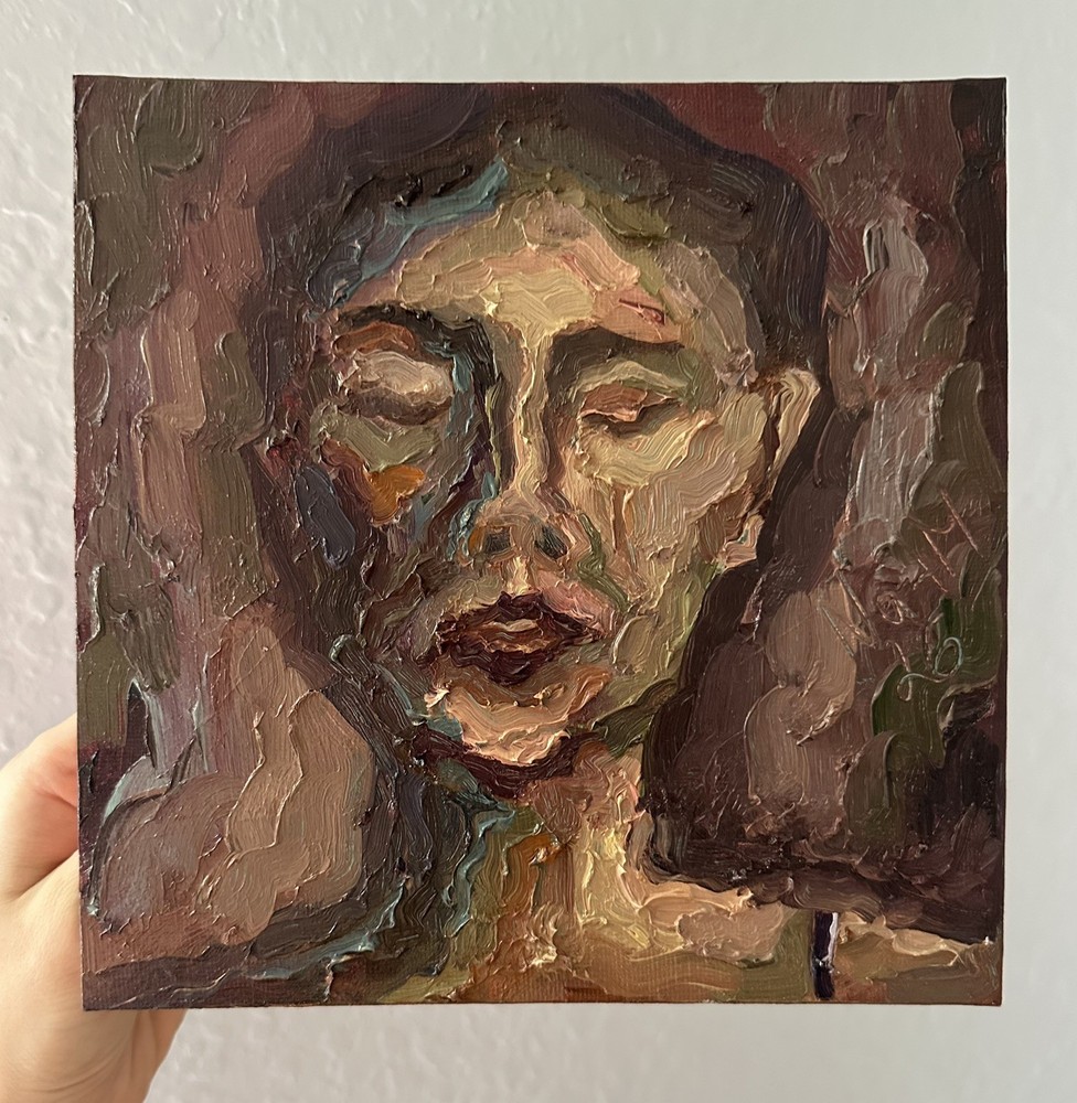 Original Abstract Oil Painting Woman Portrait Art