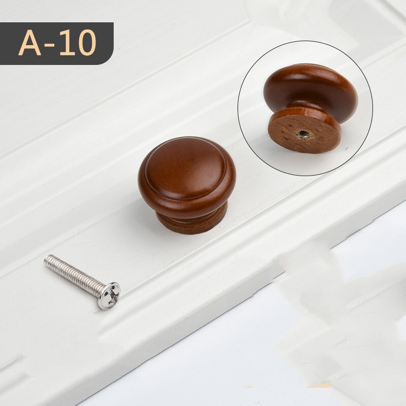 Round Wood Knobs, 8pcs 33x25mm Pull Handles for Drawer with Screws