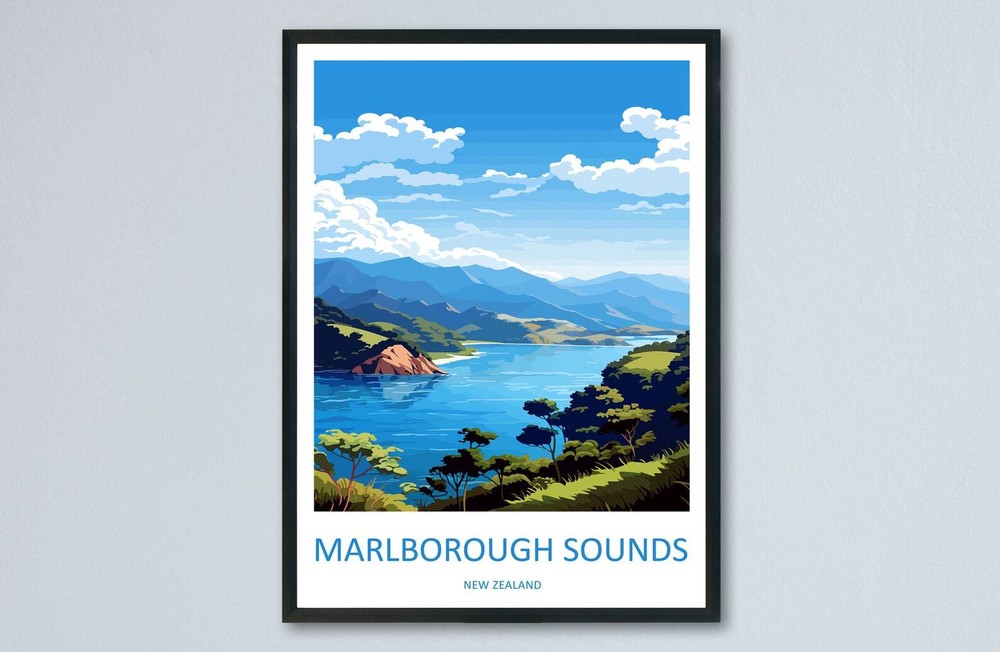 Marlborough Sounds Travel Print Wall Art Marlborough Sounds Wall Hanging Home