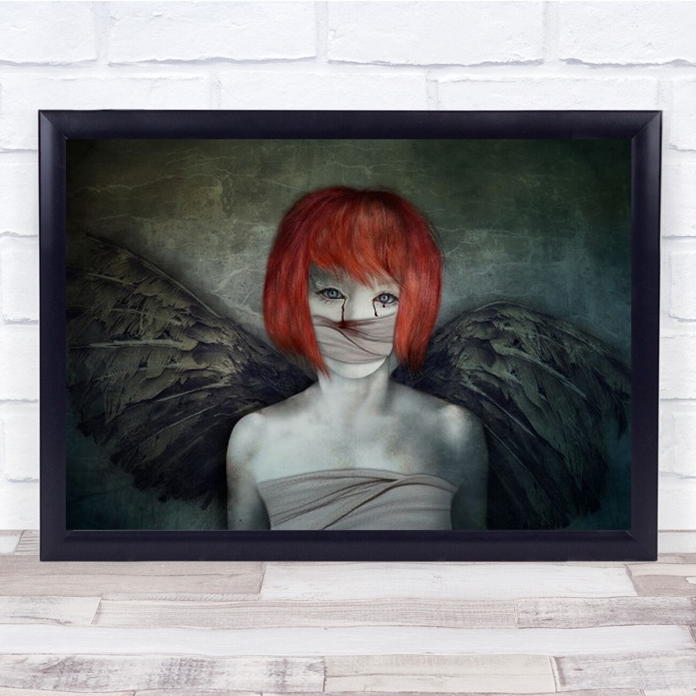Creative Edit Edited Fantasy Dreaming Woman Face Eyes Blood Wall Art Print
