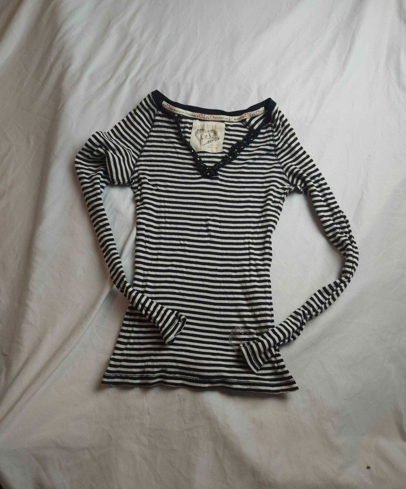 Vtg Y2K Lei Top Womens M Striped Indie Sleaze Coquette Twee French Girl Mallcore