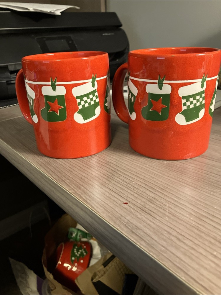 Pair Set 2 WAECHTERSBACH Christmas Stocking Stockings Mug W. GERMANY VINTAGE