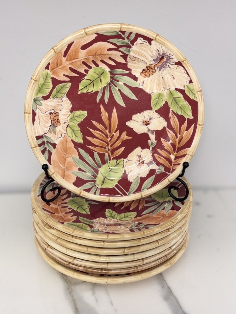 Home Trends Hibiscus Stoneware Salad Plates 8.75