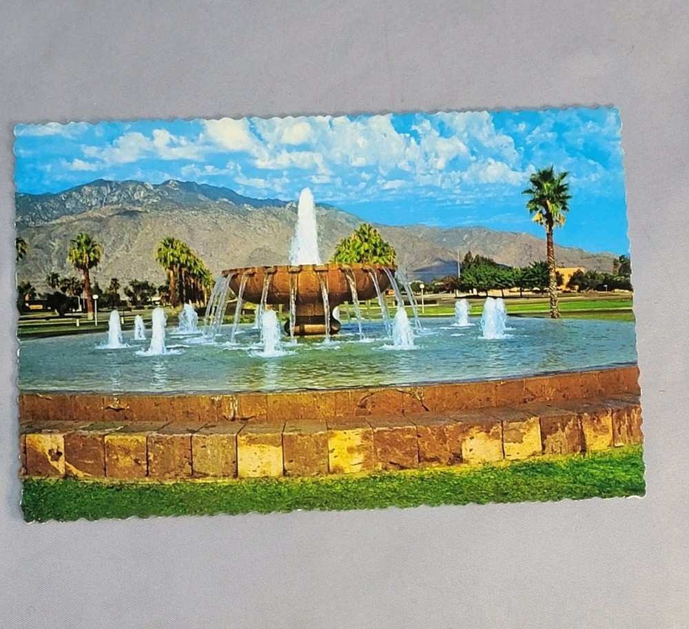 Postcard Airport Terminal Fountain at Palm Springs California Unused Vintage