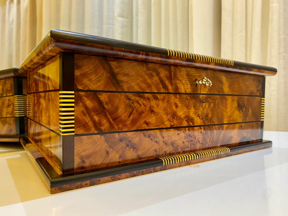 Jewellery wooden box organizer with key keepsake thuya wood box gift idea