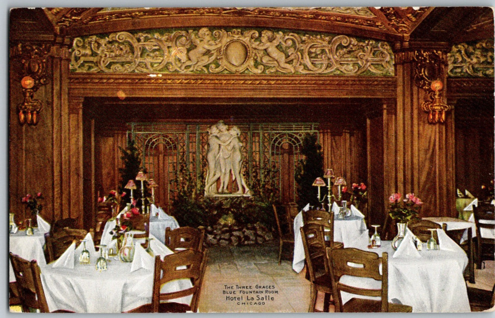 IL Chicago The Three Graces Blue Foundation Room Hotel LaSalle Unposted Postcard