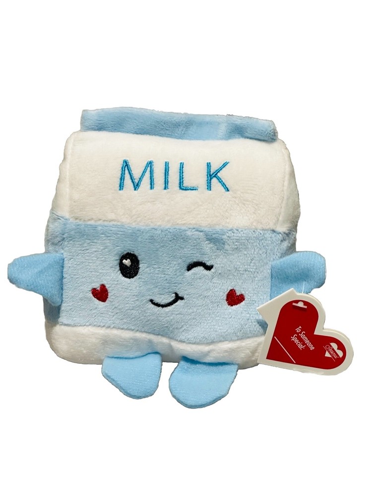 Valentine’s Day Milk Box Plush Toy with Hearts - Cute Stuffed Gift for Seasonal Collection