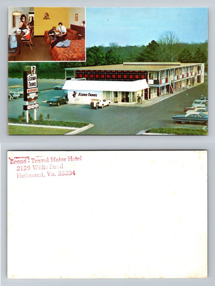 Richmond, VA-Virginia Econo Travel Motor Hotel Exterior Parking Vintage Postcard