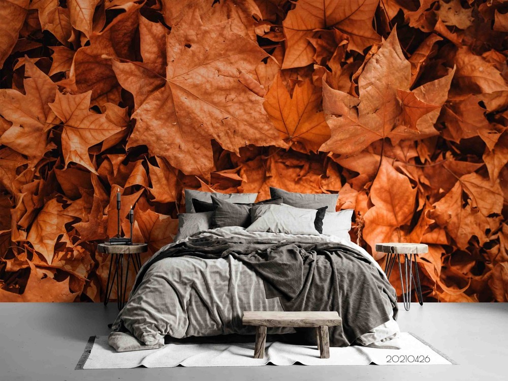 3D Autumn Leaves Plants Close-up Wall Murals Wallpaper Murals Wall Sticker
