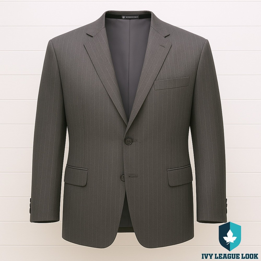 Hickey Freeman Madison Charcoal Pinstripe Wool Blazer Mens 46R
