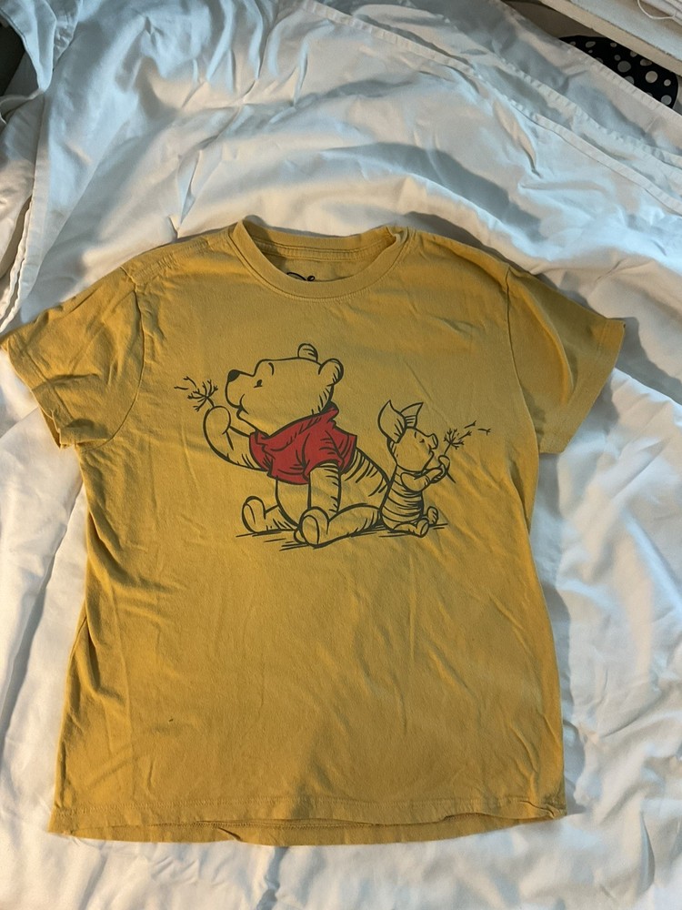 Disney Winnie the Pooh and Piglet T-shirt Womens Baby Tee Size XS