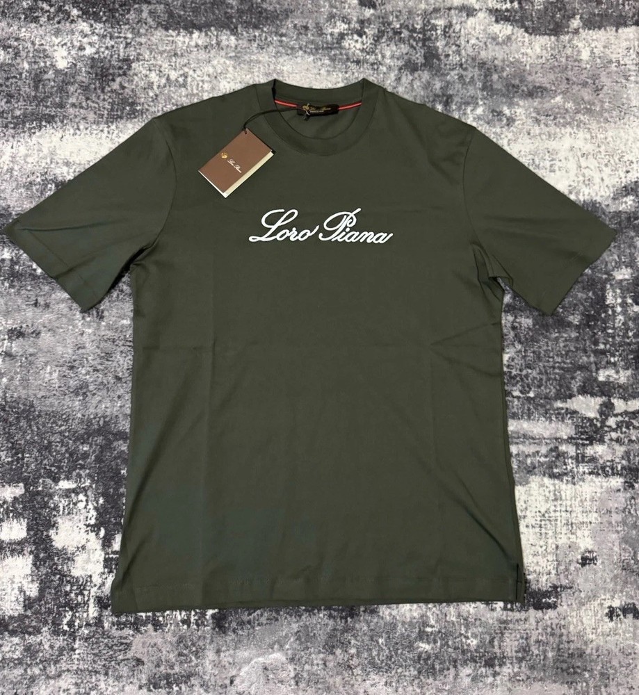 Loro Piana Green Cotton Jersey Logo Crew Neck Short Sleeve Men's T-Shirt M