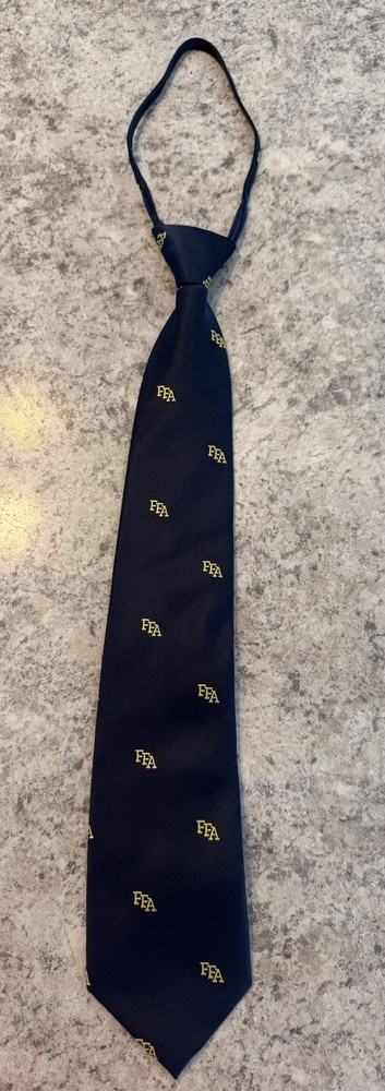 Vintage FFA Tie Navy Blue Gold Logo 100% Polyester Made in USA. 404