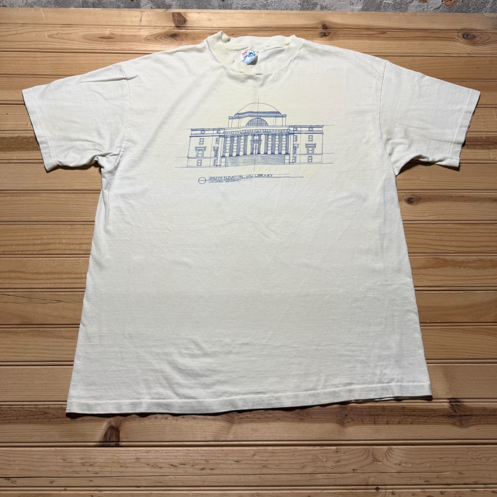 Vintage 90s Hanes Columbia University Low Library School Graphic T-Shirt USA XL