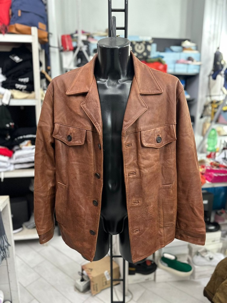 Conbipel Men's Genuine Leather Jacket Used Size 52 Brown LLV643