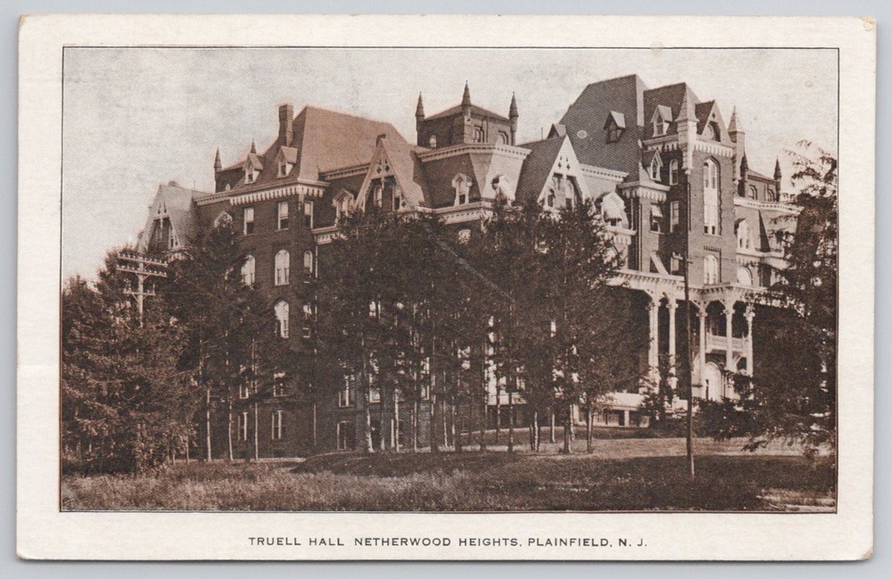 1908 Truell Hall Netherwood Heights Plainfield NJ Vintage Postcard Divided Back