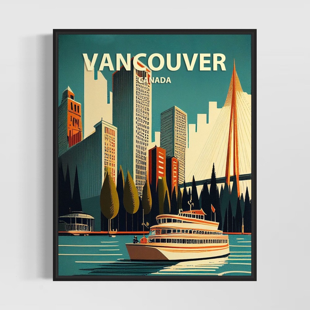 Vancouver Retro Art Print Vancouver Wall Art Illustration Vancouver Vintage
