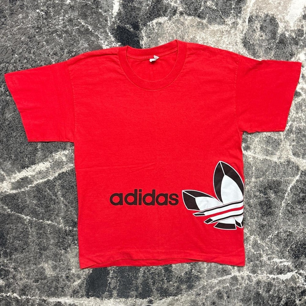 Vintage Adidas Shirt Mens Medium 80s 90s Single Stitch USA Made Trefoil Red