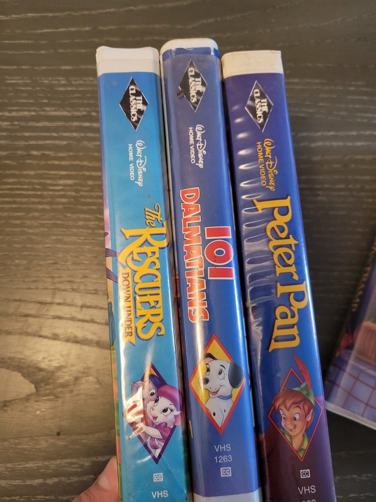 Disney VHS Black Diamond -Lot Of 3- Peter Pan, 101 Dalmations, Rescuers Down Und