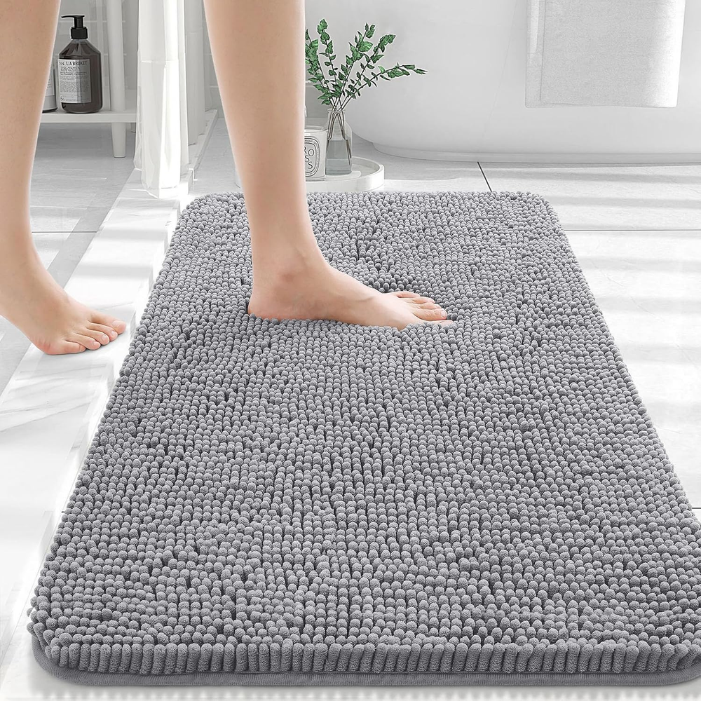 OLANLY 30x20 Soft Absorbent Chenille Bathroom Rug with Non-Slip Rubber Backing