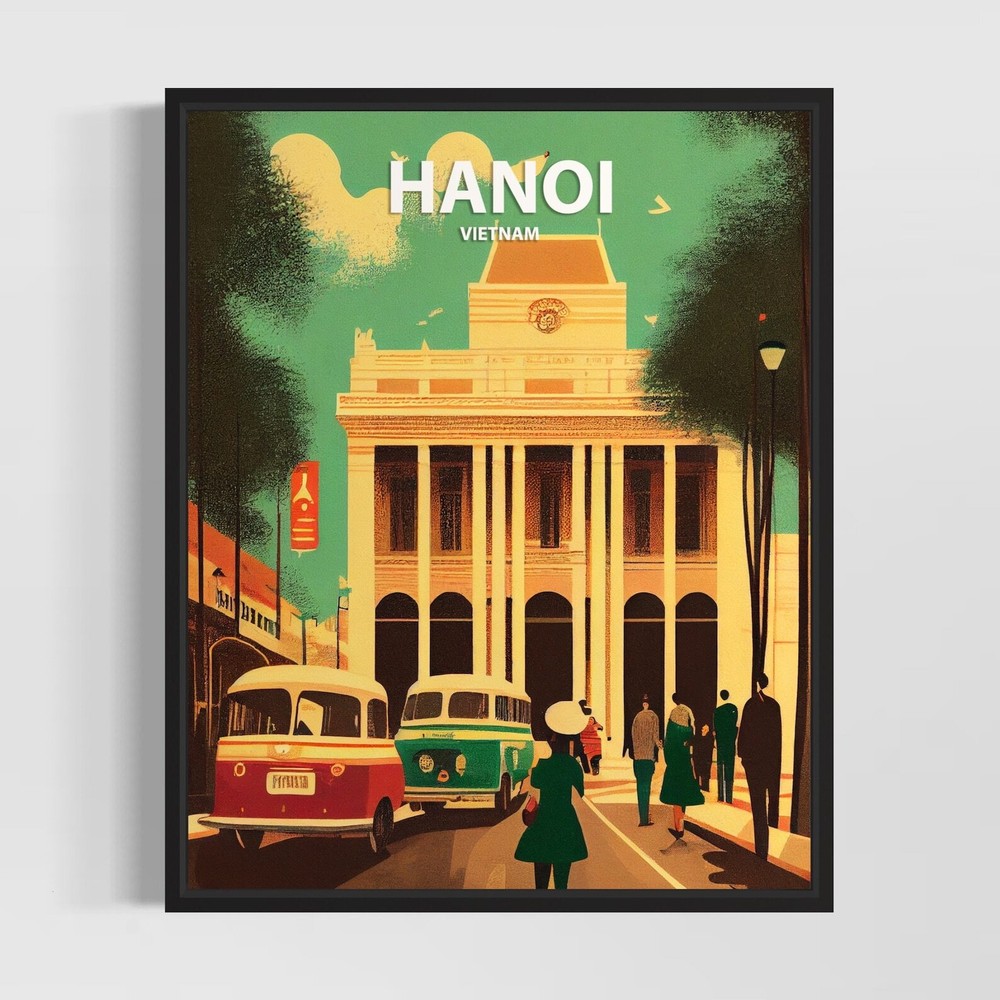 Ha Noi Retro Art Print Ha Noi Wall Art Illustration Ha Noi Vintage Minimal