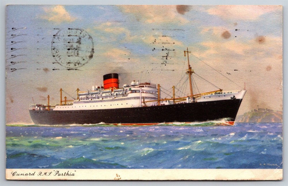 Cunard RMS Parthia Sister To Queen Mary Steamer Cruise Posted C1930 Postcard H3
